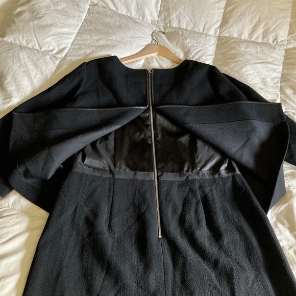 NWT Lafayette 148 NY 14W 100% Wool A-Line Sheath Midi 3/4 Sleeve Dress Black - Picture 7 of 16